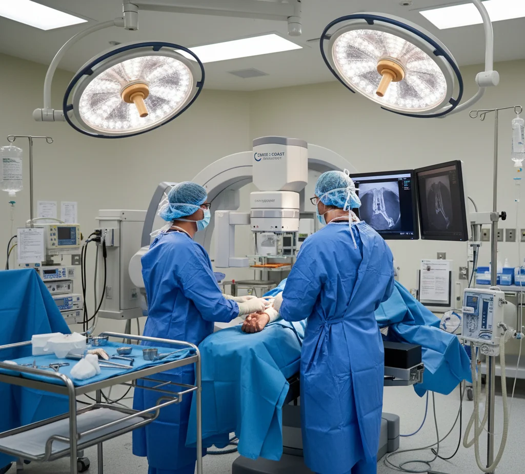 GE OEC 9900 surgical C-Arm machine set up and calibrated for an orthopedic case in Orlando.