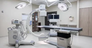 GE C-arm fluoroscopy machine in an operating room, Coast to Coast Radiology