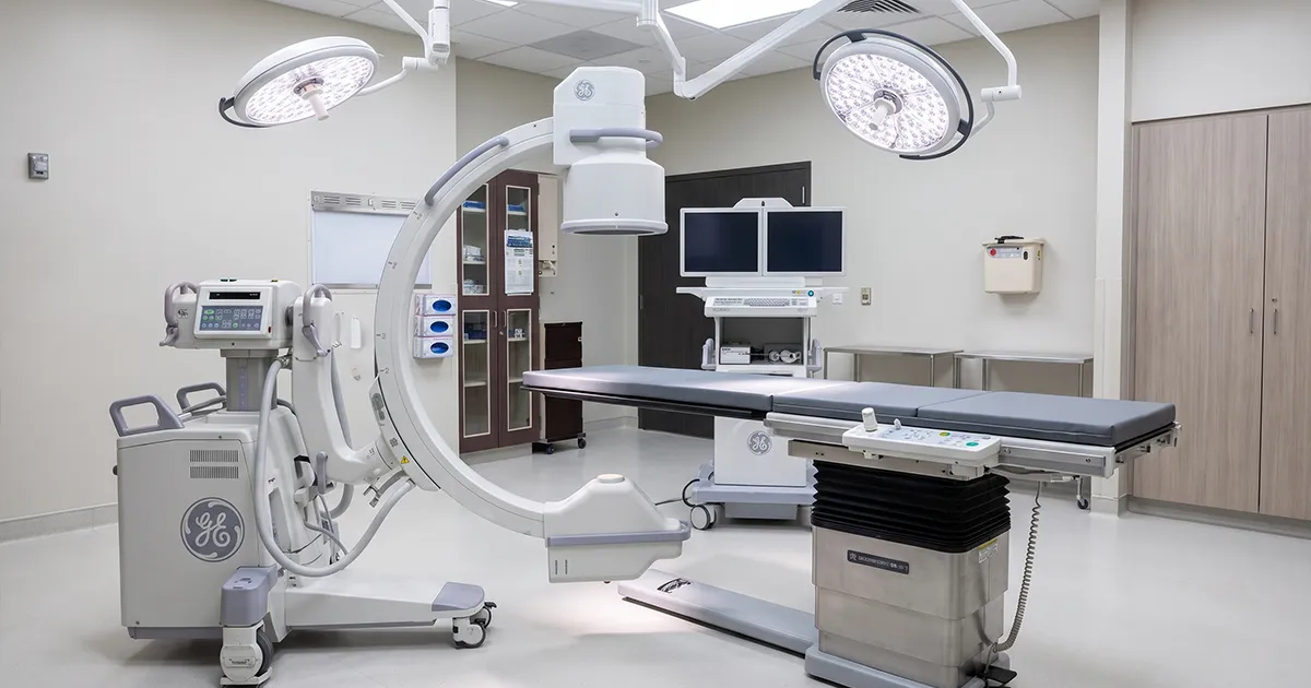 GE C-arm fluoroscopy machine in an operating room, Coast to Coast Radiology